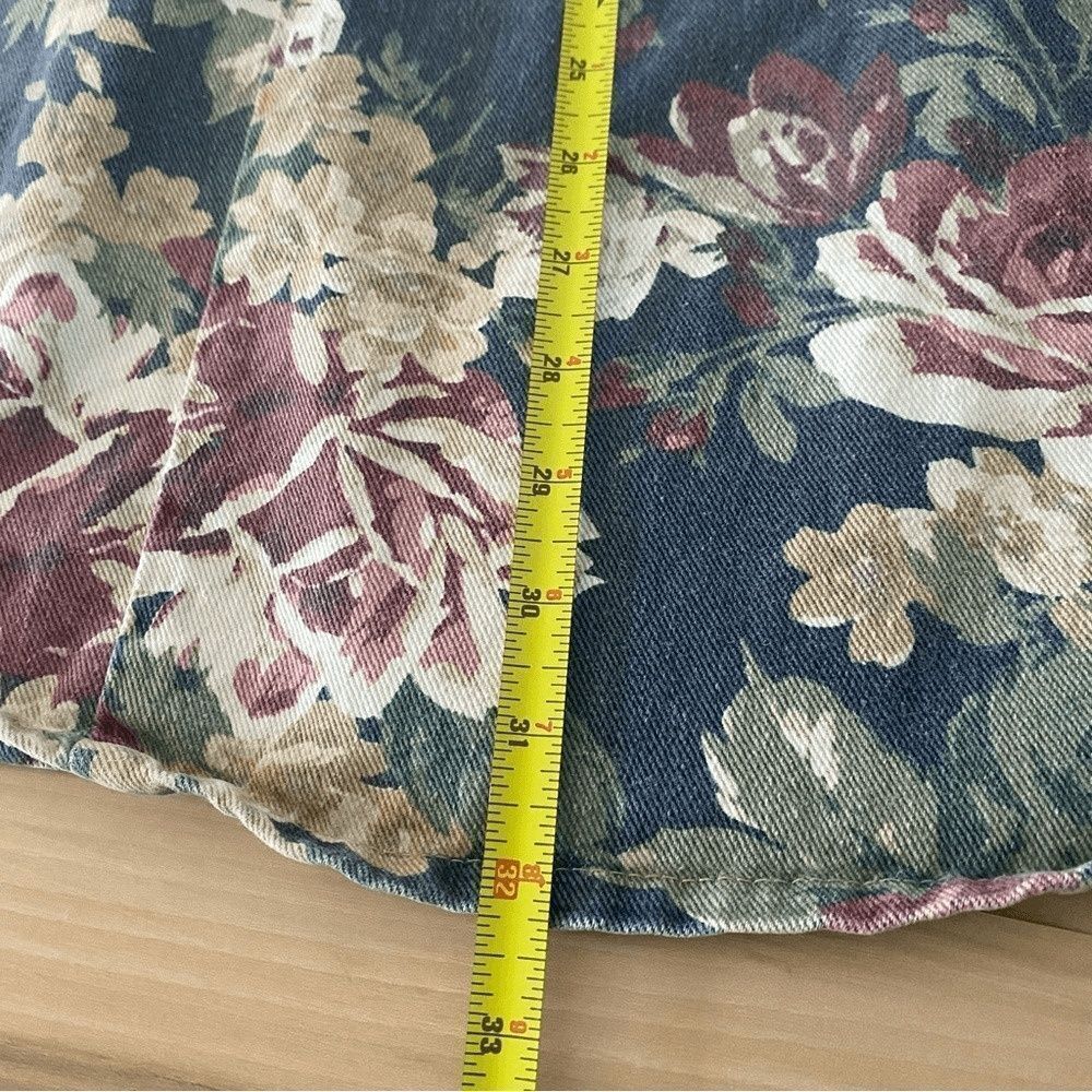 Vintage Vivaldi Jeanswear Floral Midi Length Denim Button up Skirt - Picture 9 of 9